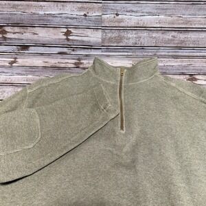 Woolrich Mens Large Olive Green Cotton Quarter Zip Sweater Elbow Patches‎